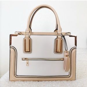 Cream and White Tote